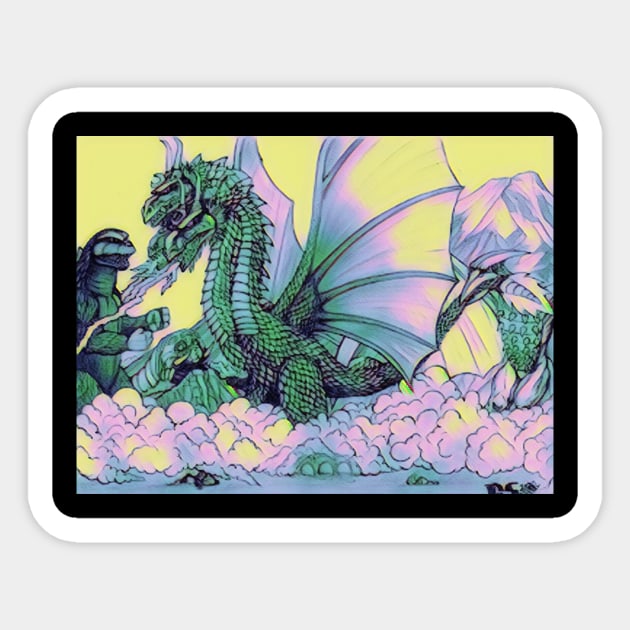 Godzilla, Rodan, Mothra vs Ghidorah: Big Battle on Mt. Fuji Sticker by Robzilla2000